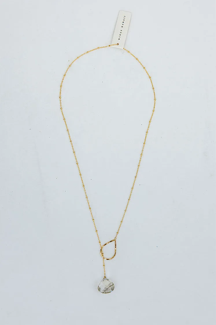 Lariat Necklace - Tourmalated Quartz