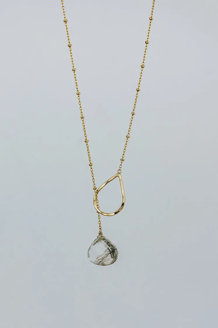 Lariat Necklace - Tourmalated Quartz