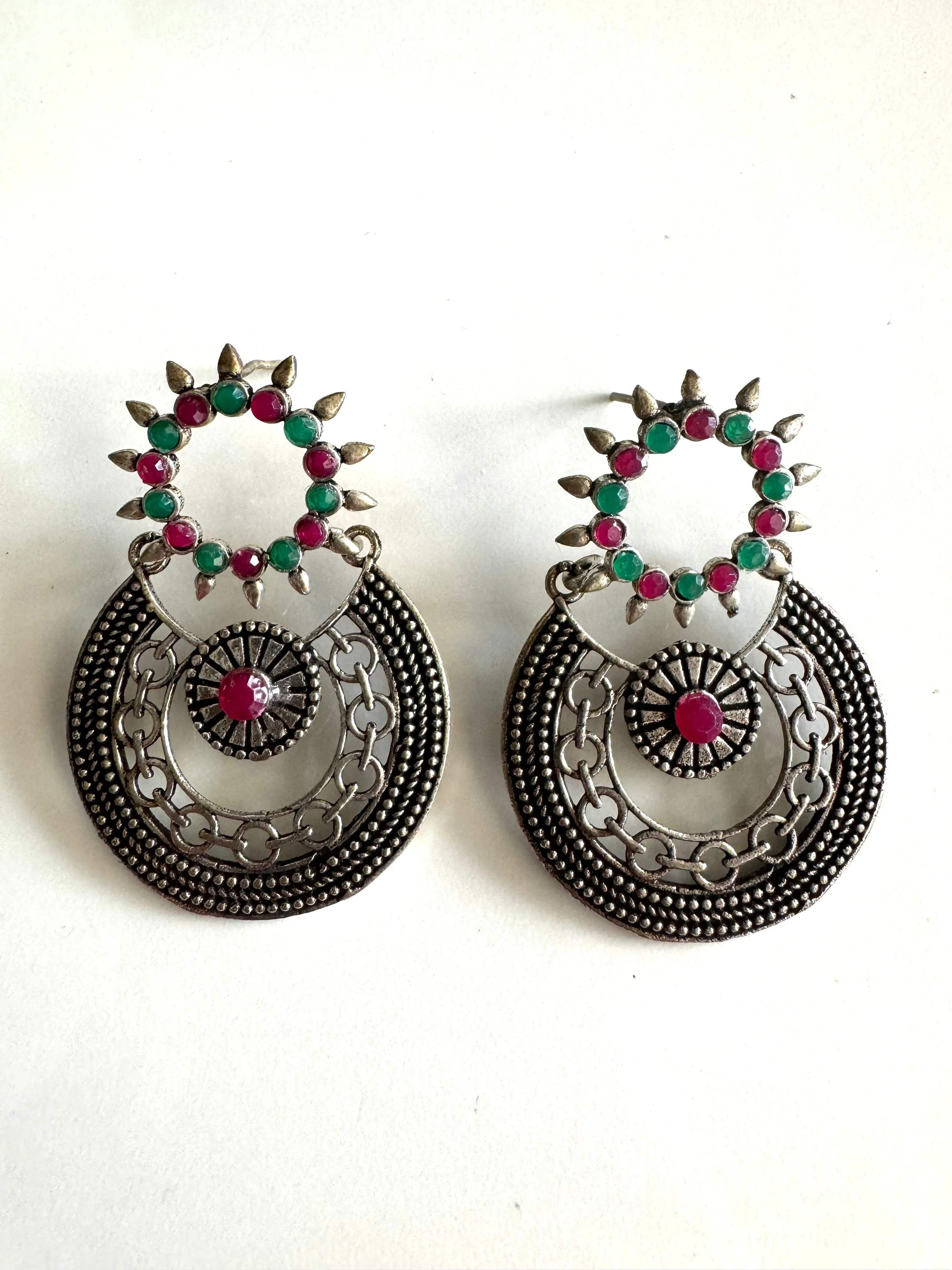 Lisha German Silver Chandelier Earrings