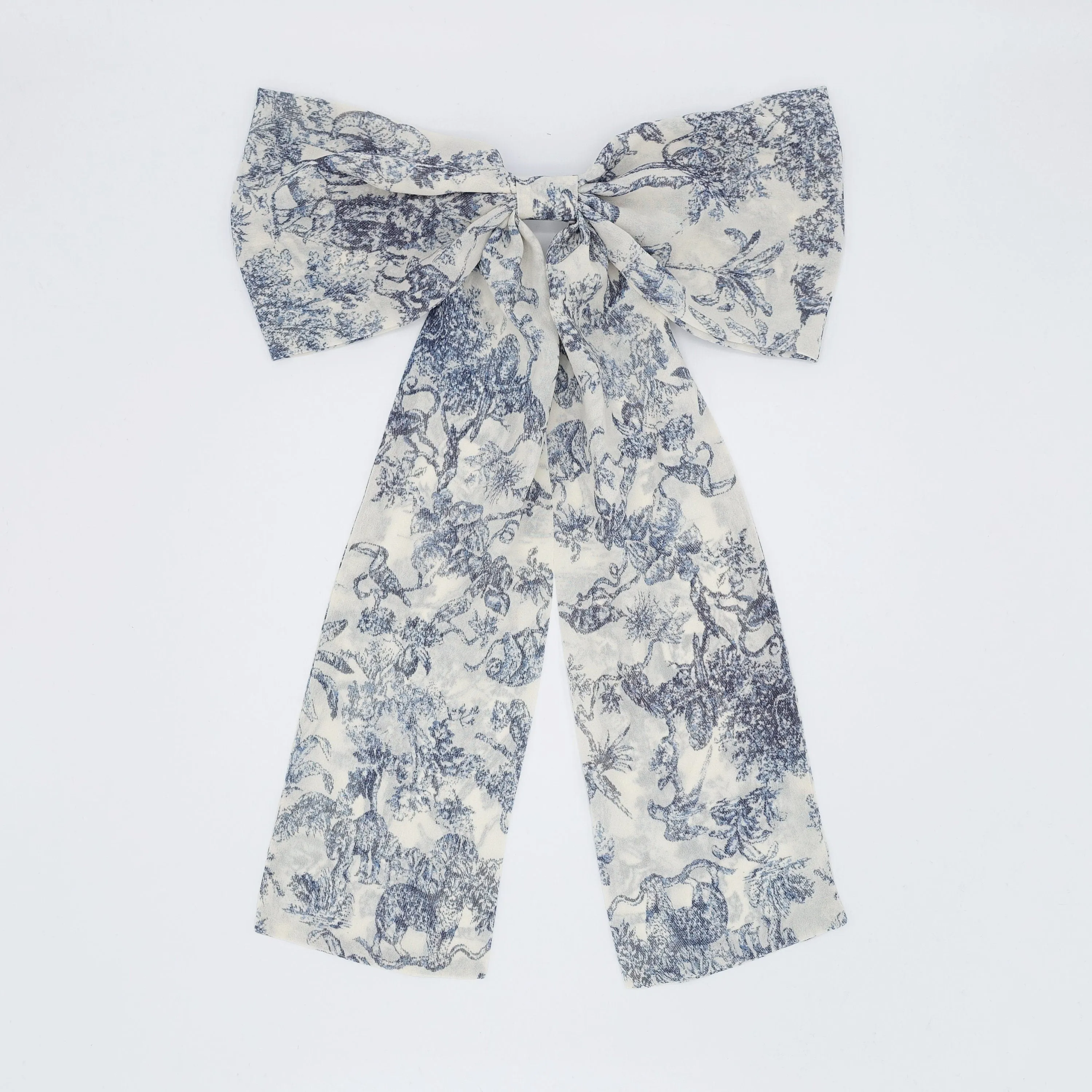 long tail chiffon hair bow jungle print hair accessory for women