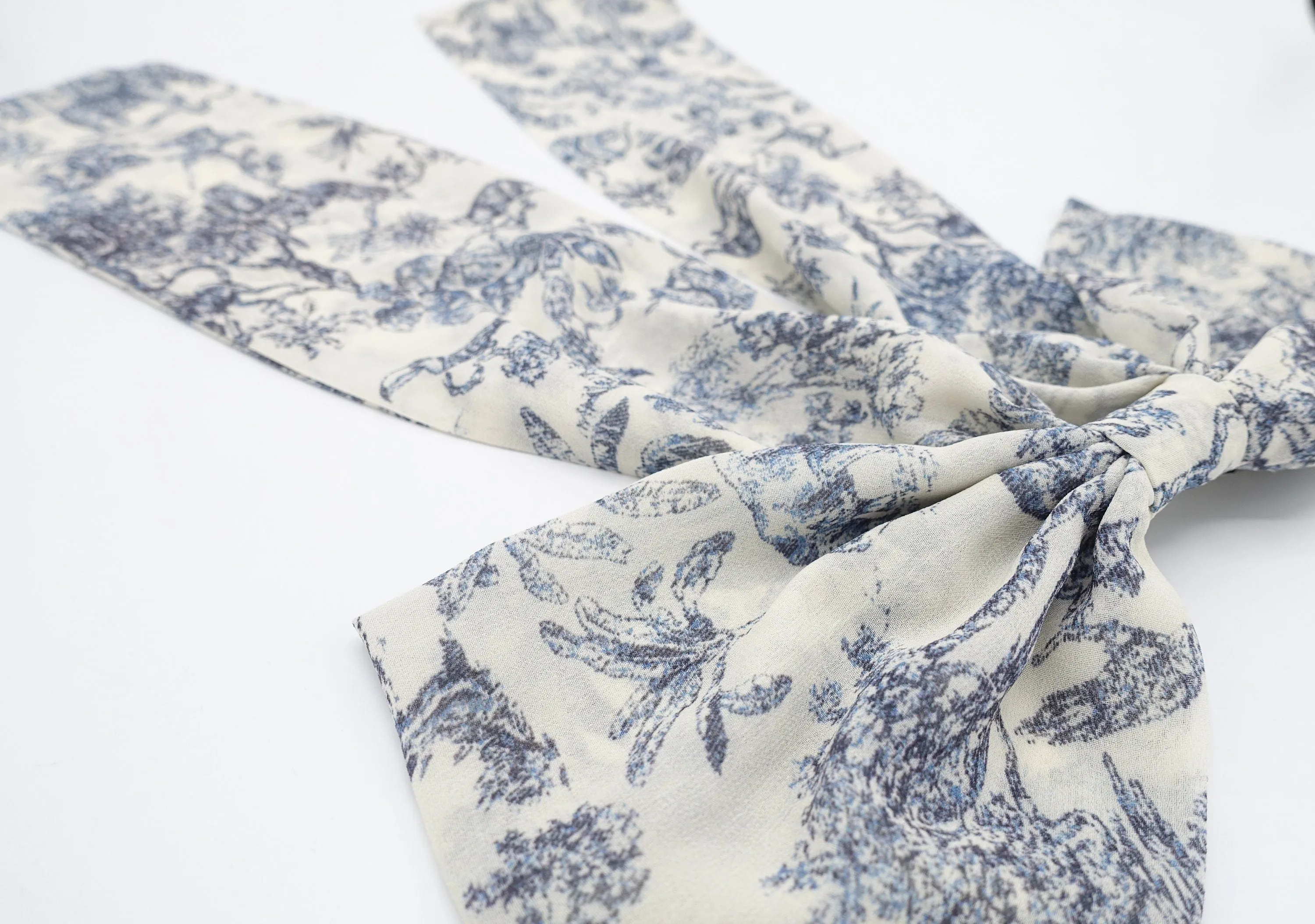 long tail chiffon hair bow jungle print hair accessory for women