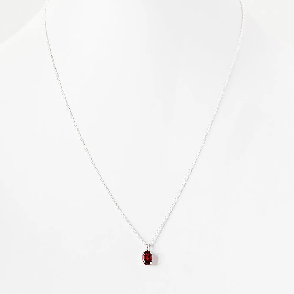 Luna, an Oval cut Garnet Necklace - 7x5mm