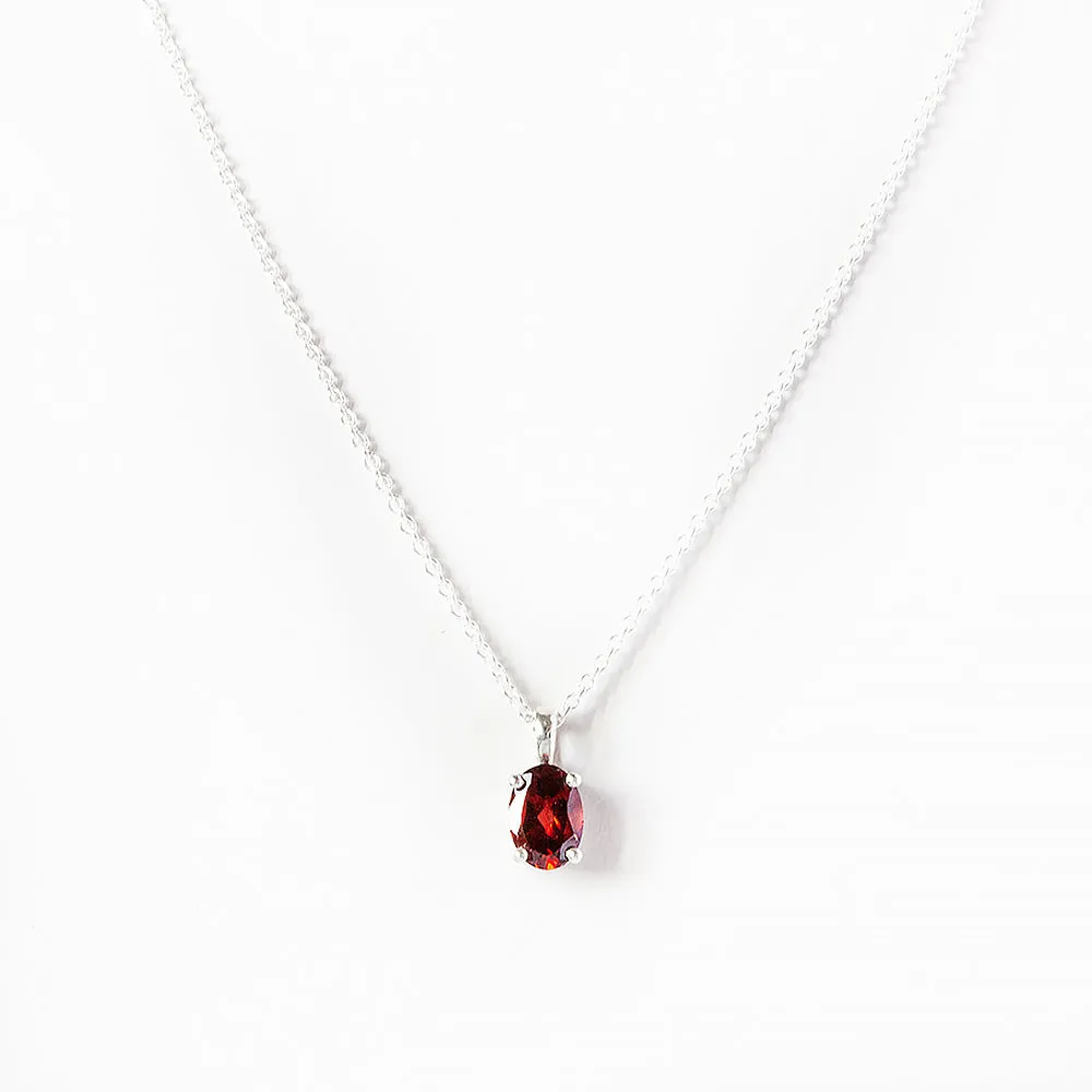 Luna, an Oval cut Garnet Necklace - 7x5mm