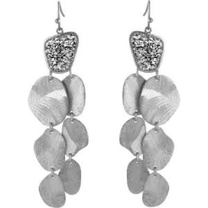 Marcia Moran Heather Disc  Drop Earrings with Titanium and Rhodium