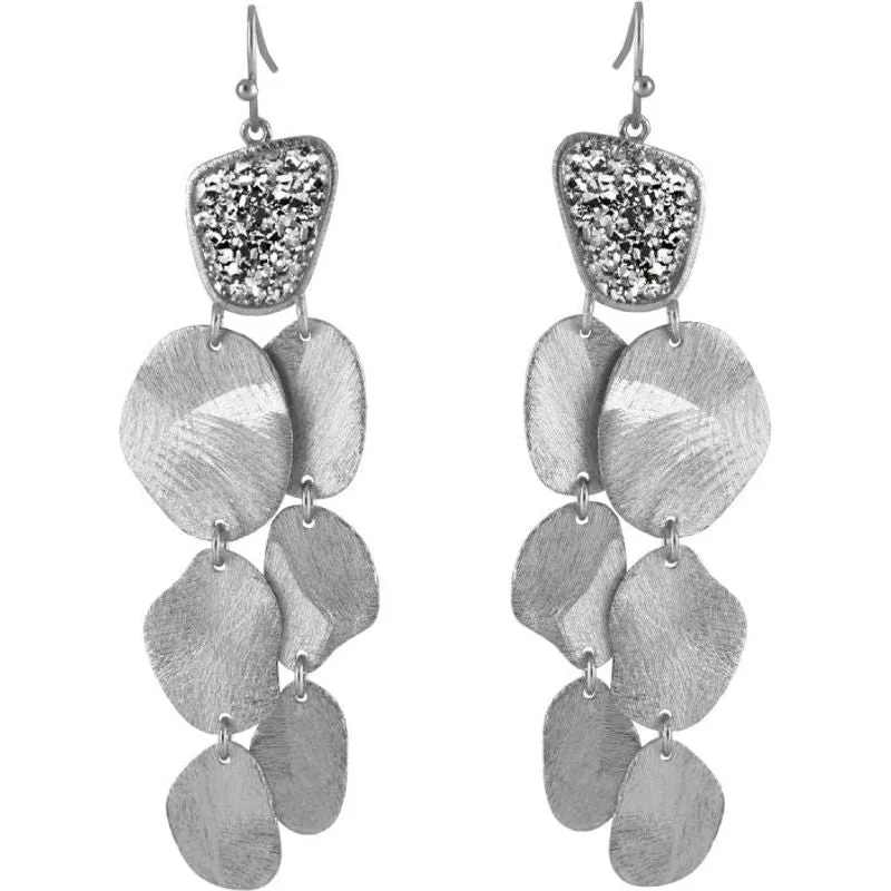 Marcia Moran Heather Disc  Drop Earrings with Titanium and Rhodium