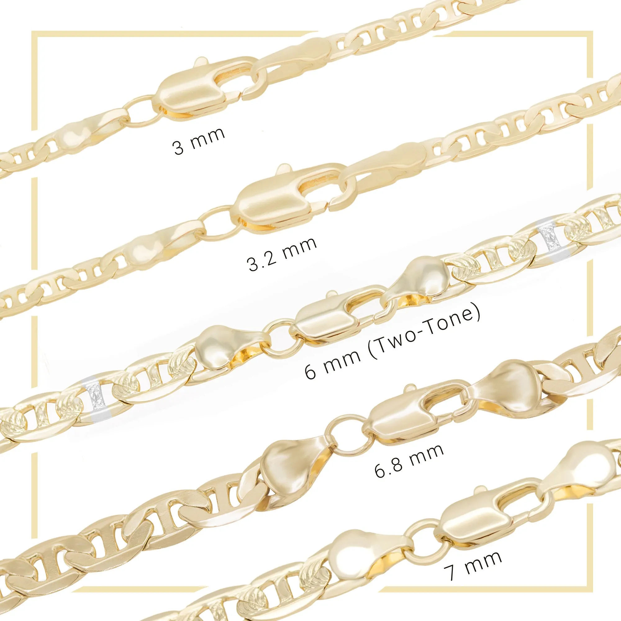 Mariner Chain Anklet 14K Gold Filled 3.2 mm Jewelry Women 9.5"