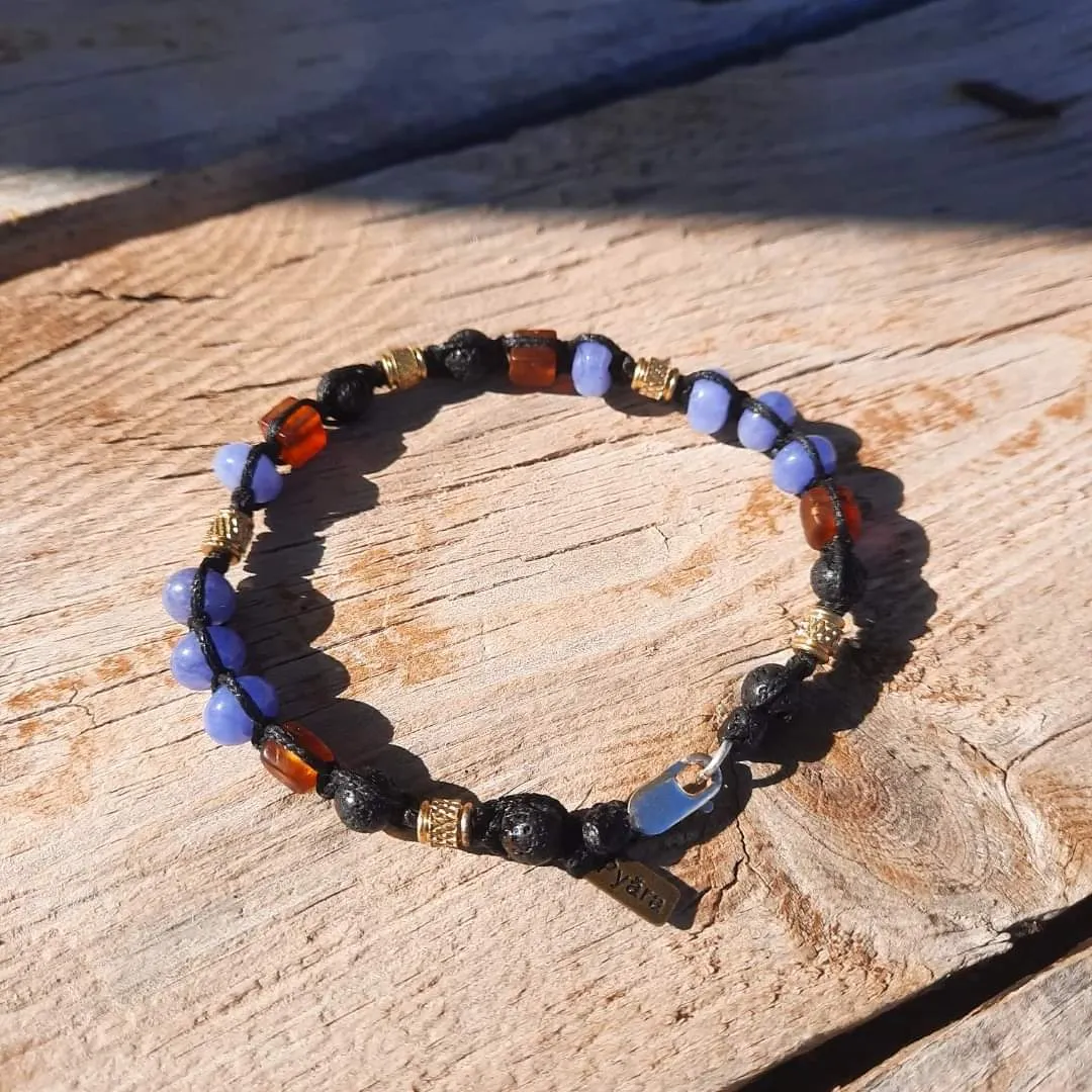 Men Bracelet Gemstones Beads Wite Ambar's