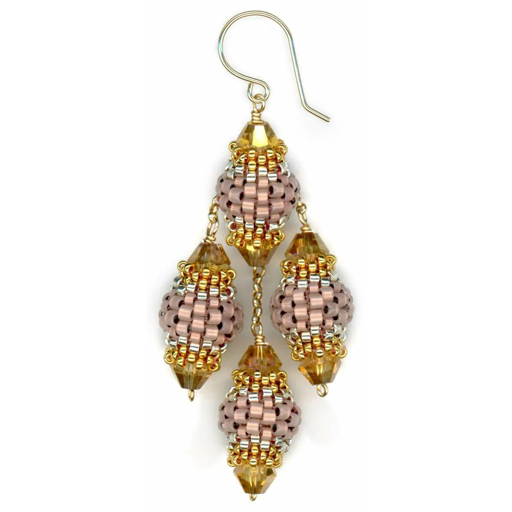 MIGUEL ASES  Dusty Rose & Cherry Mix Swing Drop Earrings - 2.5"