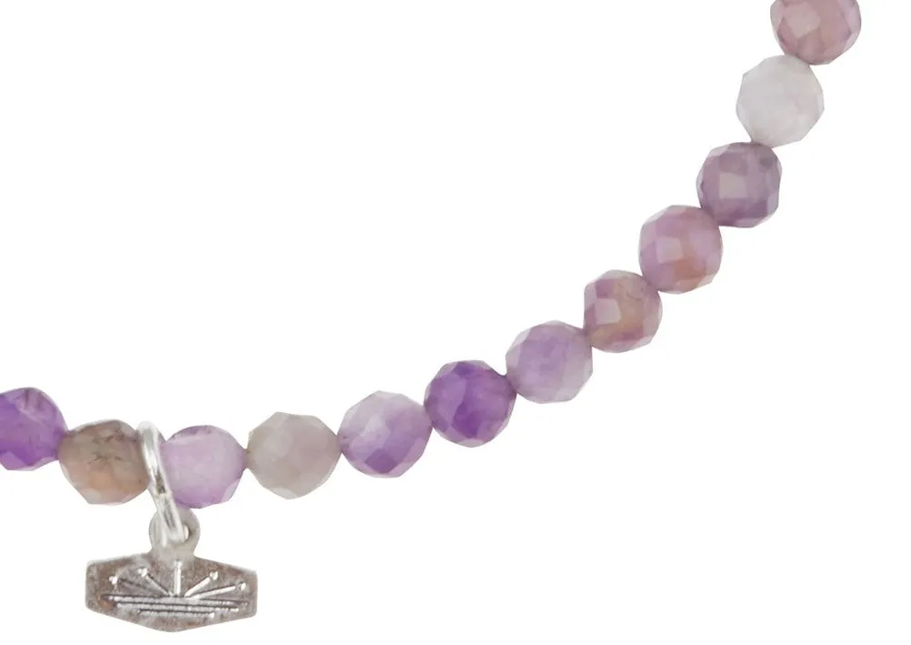 Mini Faceted Stone Stacking Bracelet - Amethyst/Silver