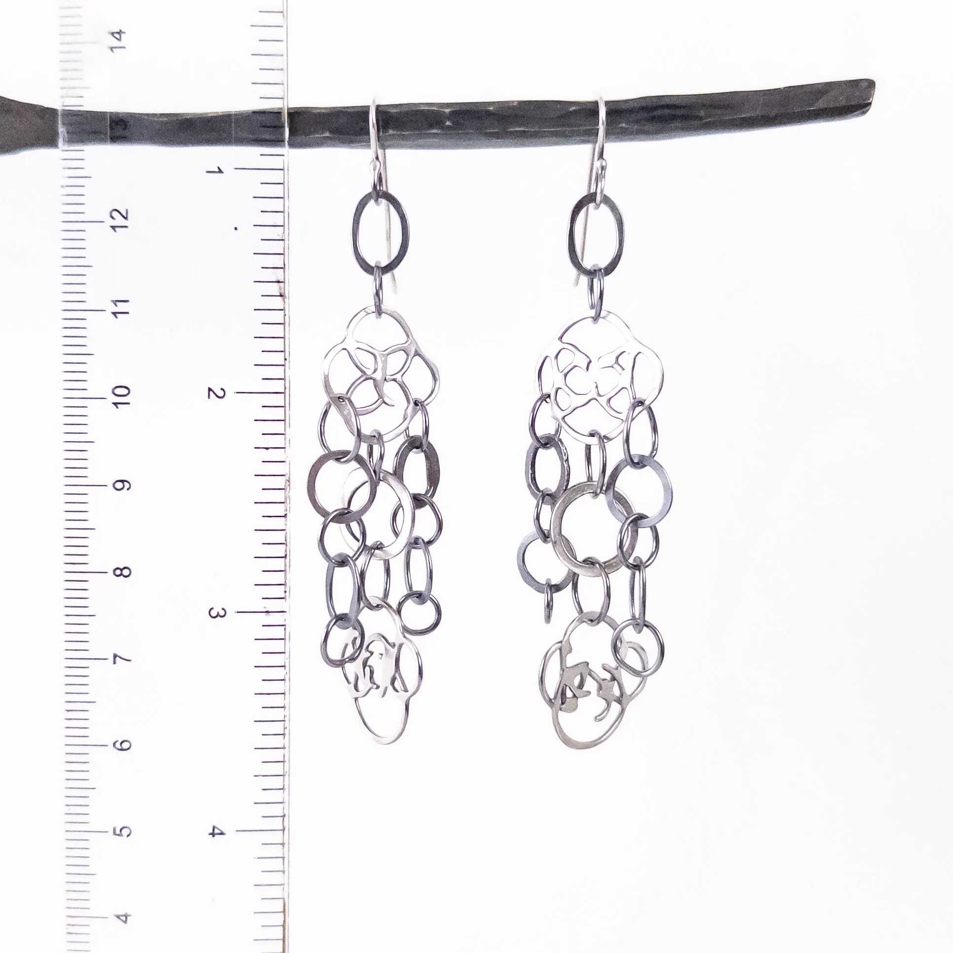 Mixed element chandelier earrings