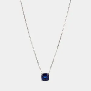 MODERN LOVE LARGE CUSHION CUT FAUX SAPPHIRE NECKLACE