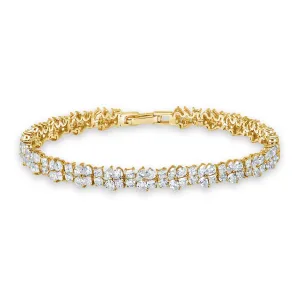 Multi Cluster Bracelet Finished in Yellow Gold