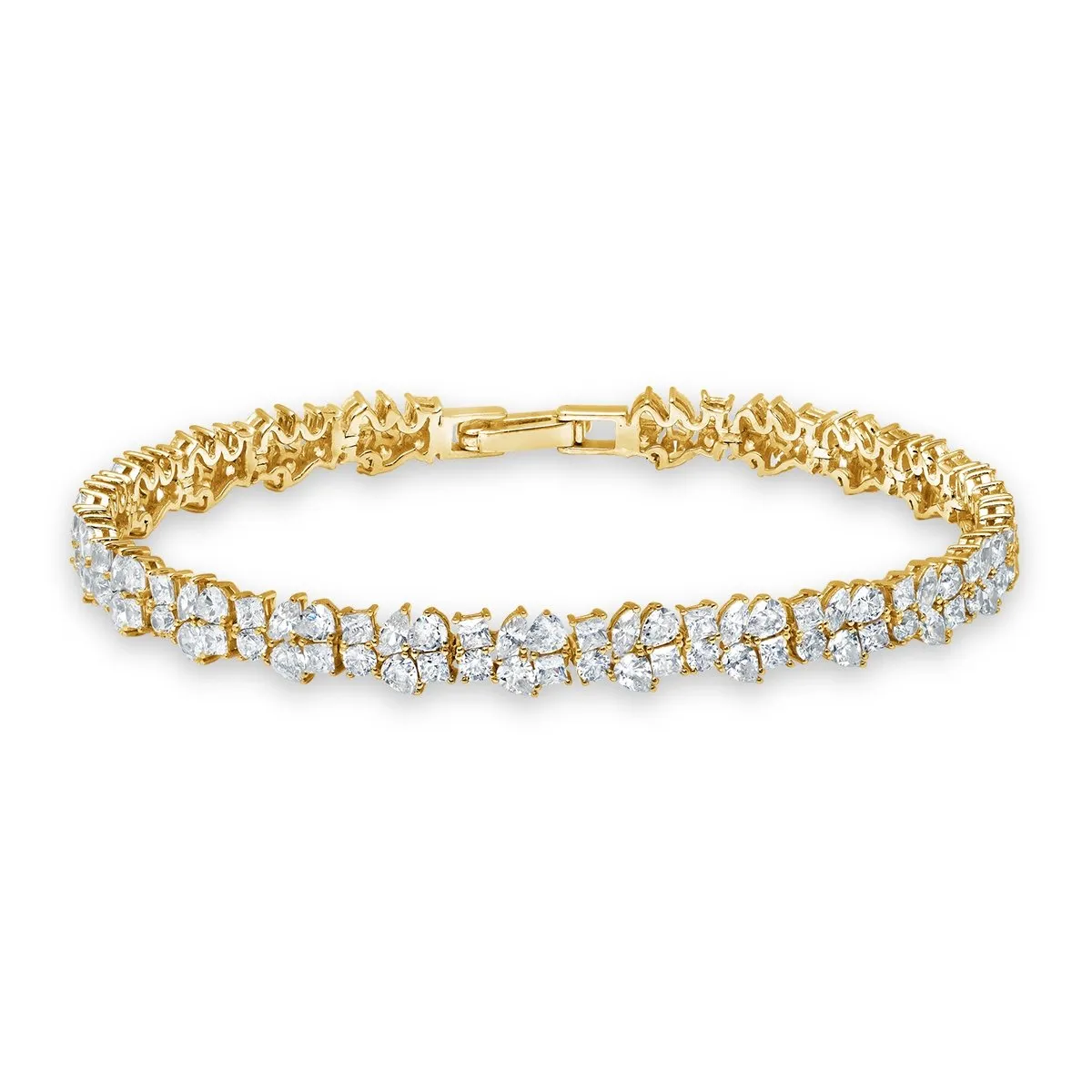 Multi Cluster Bracelet Finished in Yellow Gold