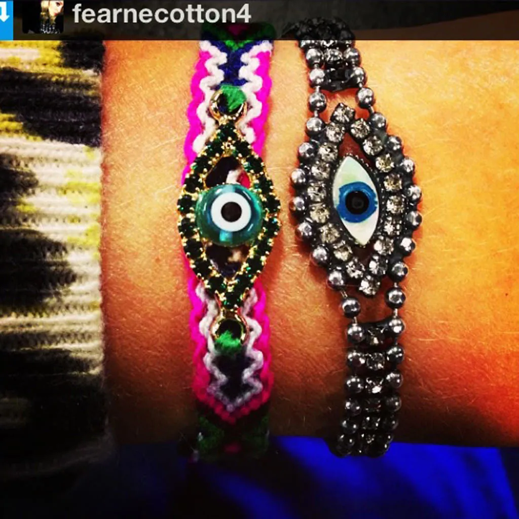 Multicolour Diamante Evil Eye Lucky Charm Friendship Bracelet