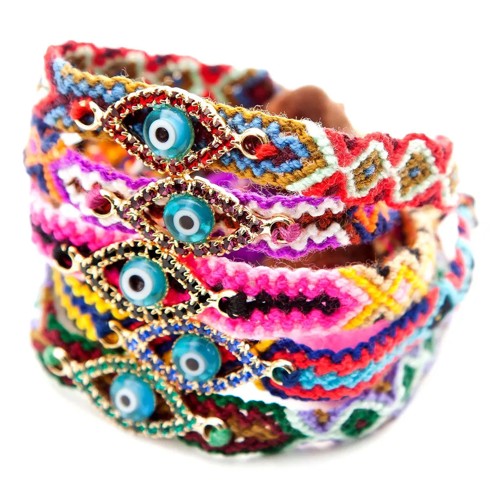 Multicolour Diamante Evil Eye Lucky Charm Friendship Bracelet