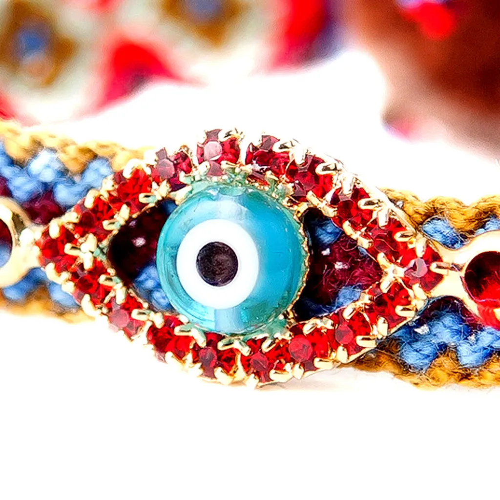 Multicolour Diamante Evil Eye Lucky Charm Friendship Bracelet