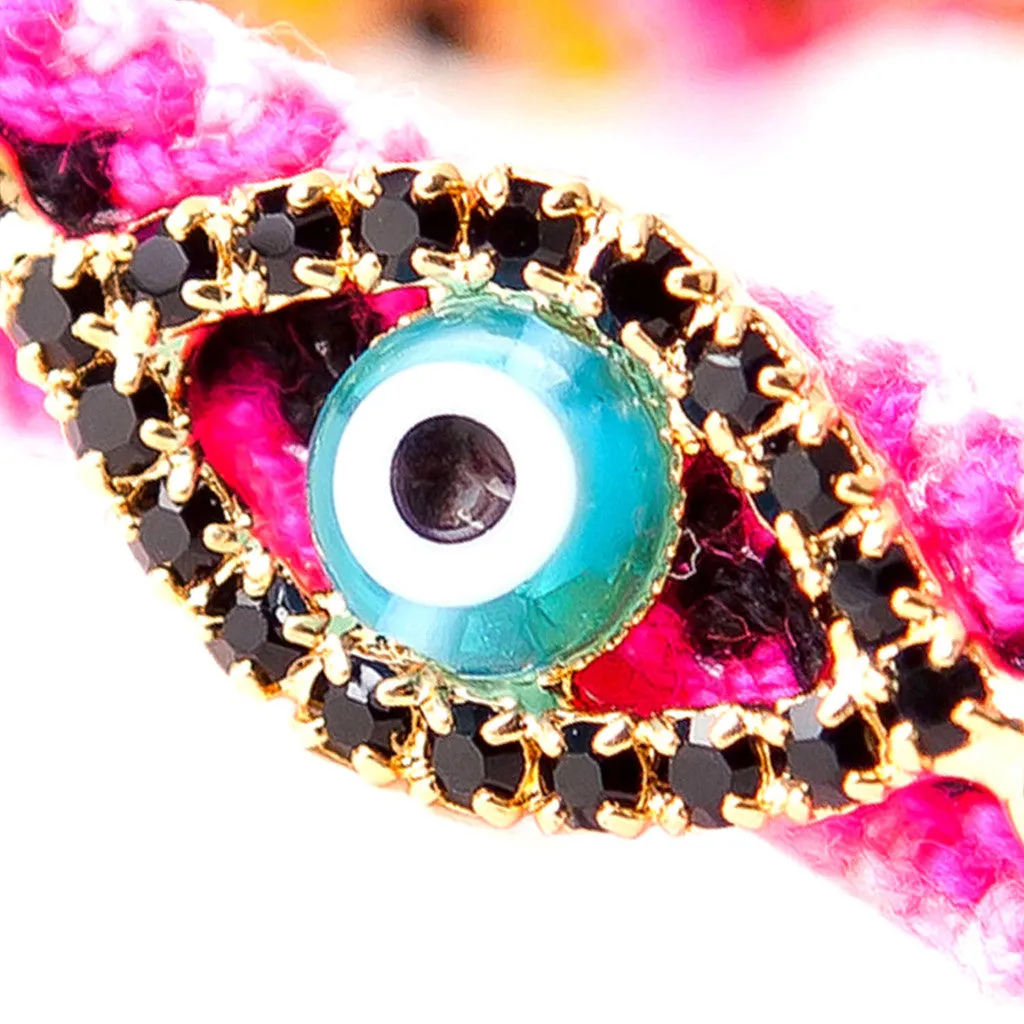 Multicolour Diamante Evil Eye Lucky Charm Friendship Bracelet