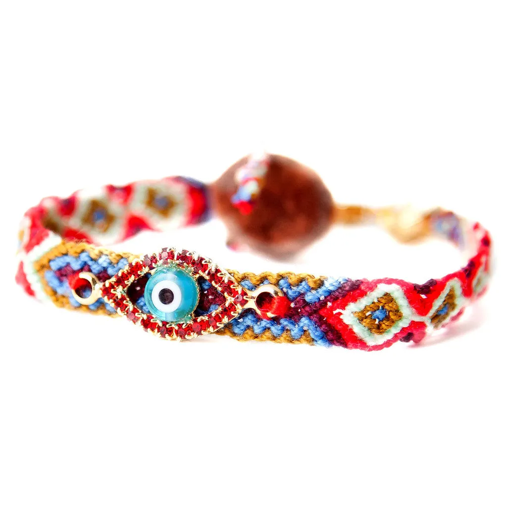 Multicolour Diamante Evil Eye Lucky Charm Friendship Bracelet