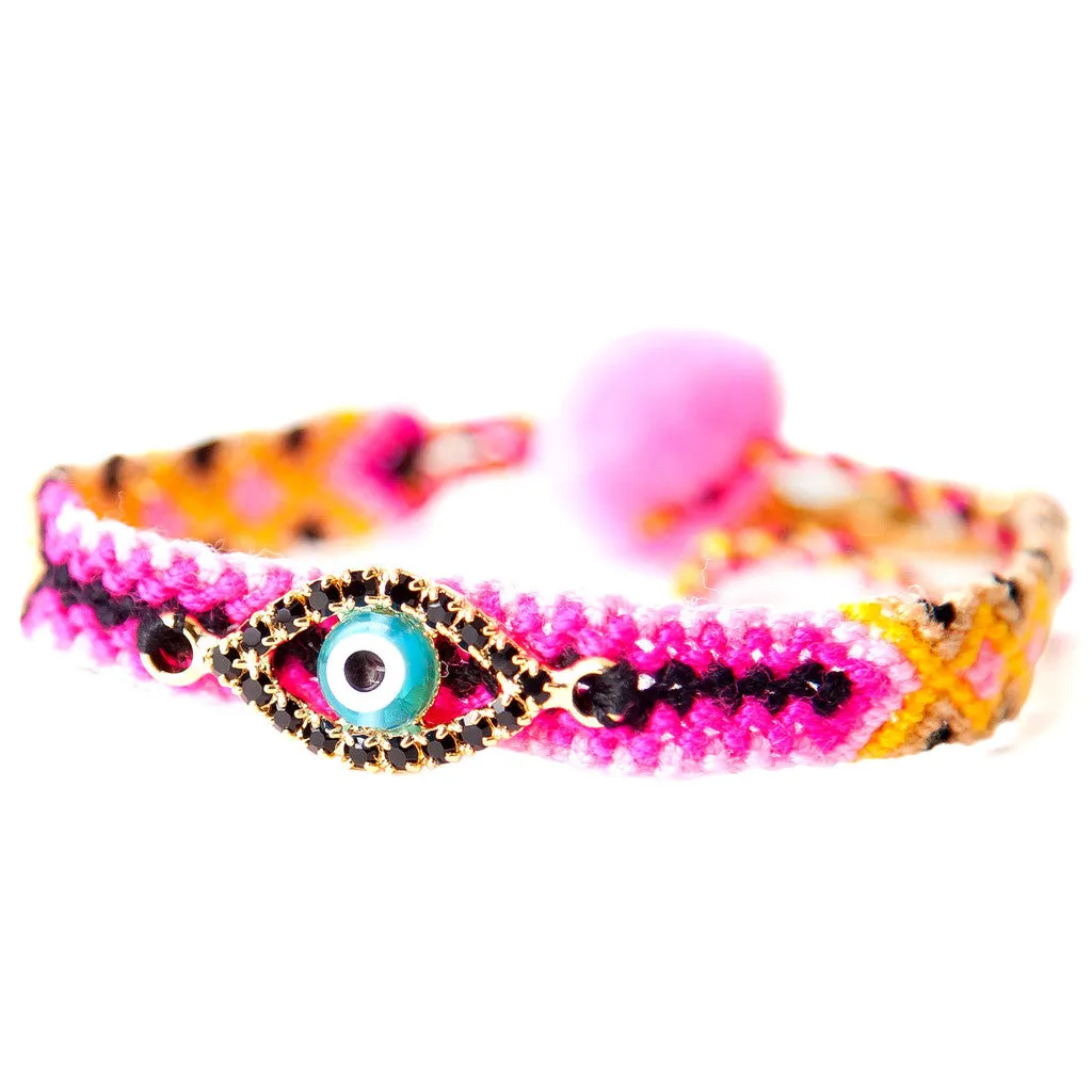 Multicolour Diamante Evil Eye Lucky Charm Friendship Bracelet