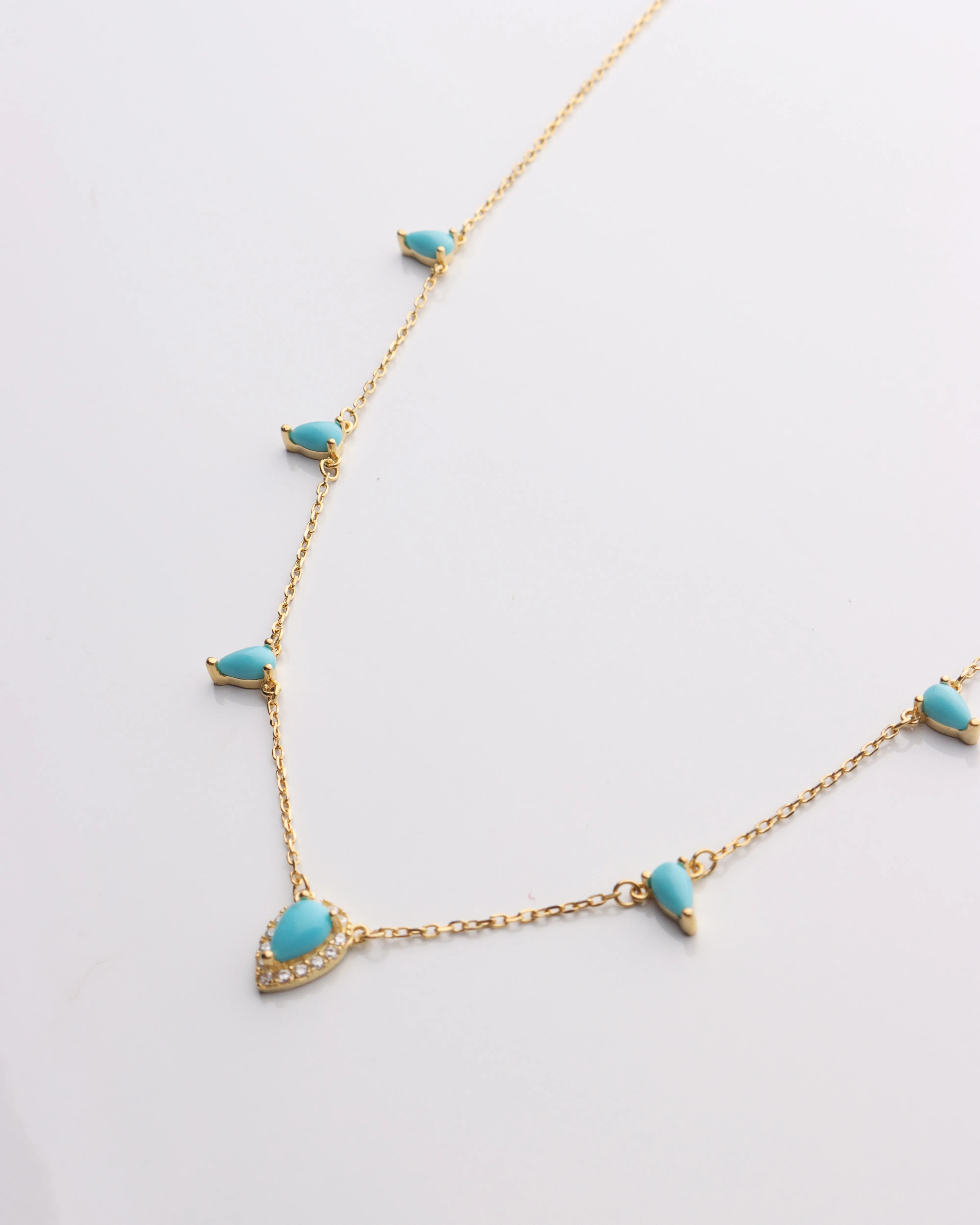 Mutli Turquoise Teardrop Charm Necklace