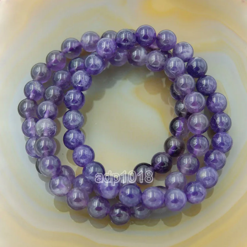 Natural Amethyst Gemstone Beads Stretch Bracelet Healing Reiki