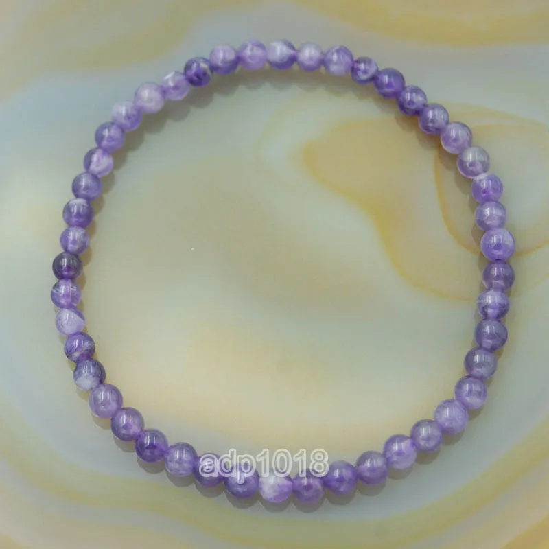 Natural Amethyst Gemstone Beads Stretch Bracelet Healing Reiki