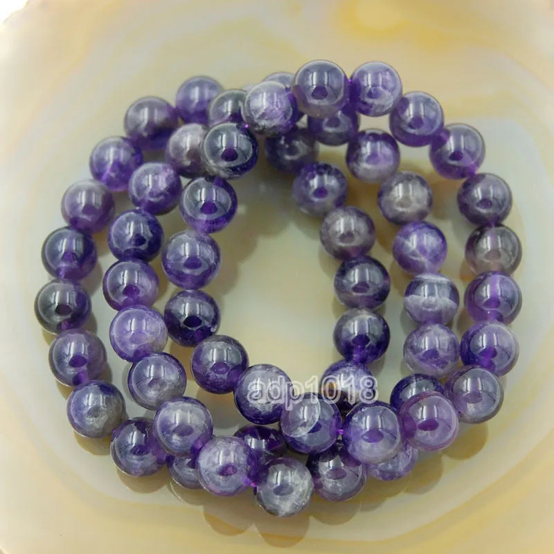 Natural Amethyst Gemstone Beads Stretch Bracelet Healing Reiki