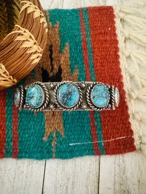 Navajo Kingman Web Turquoise & Sterling Silver Cuff Bracelet by Kevin Billah