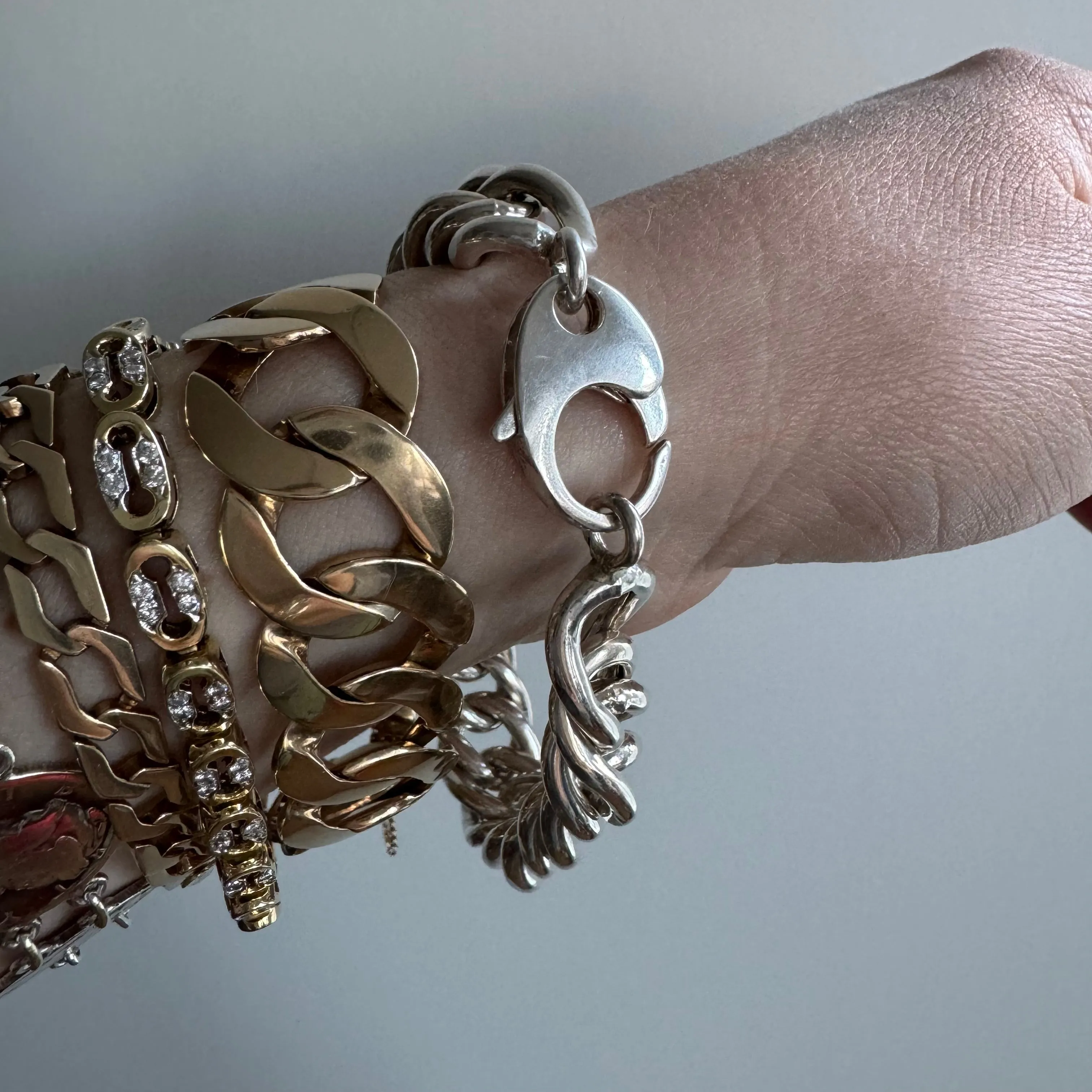 P R E - L O V E D // chunkiest curb / sterling silver wide curb chain bracelet / 7.5", 27g