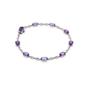 Pe Jay Creations 14K White Gold Amethyst and Diamond Bracelet
