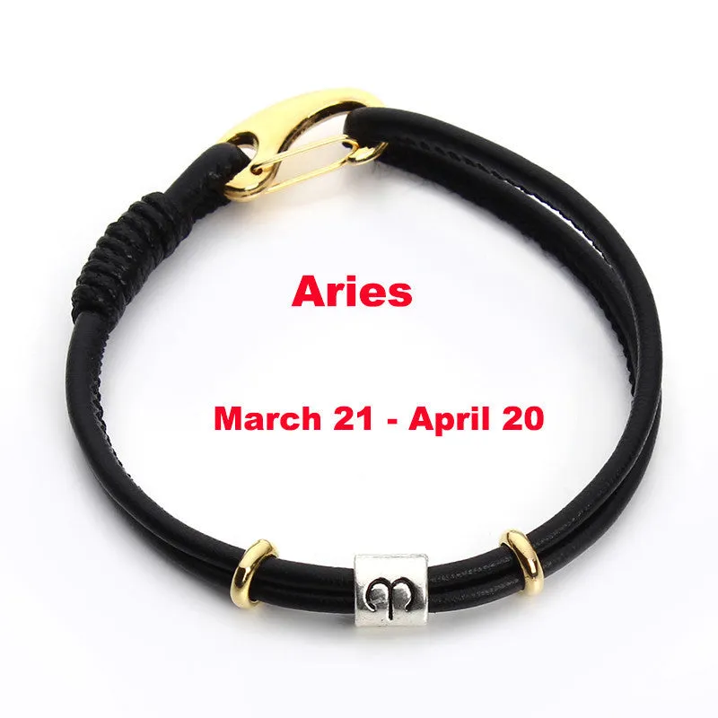 Pick Your Zodiac Charm Leather Bracelet - Low-key Unisex Friendship Bracelet
