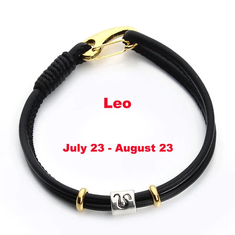Pick Your Zodiac Charm Leather Bracelet - Low-key Unisex Friendship Bracelet