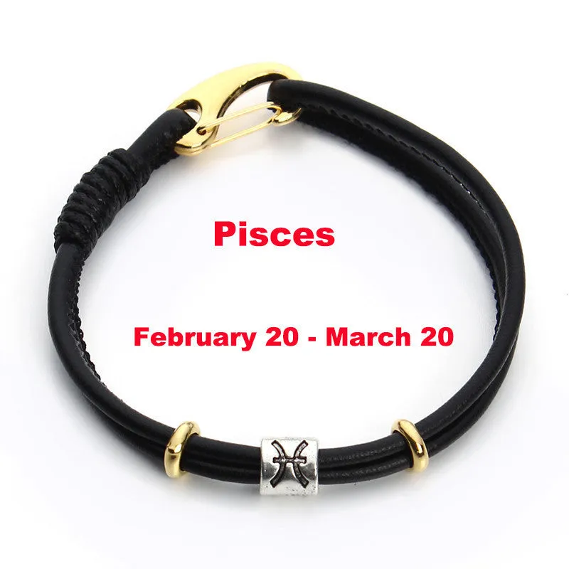 Pick Your Zodiac Charm Leather Bracelet - Low-key Unisex Friendship Bracelet