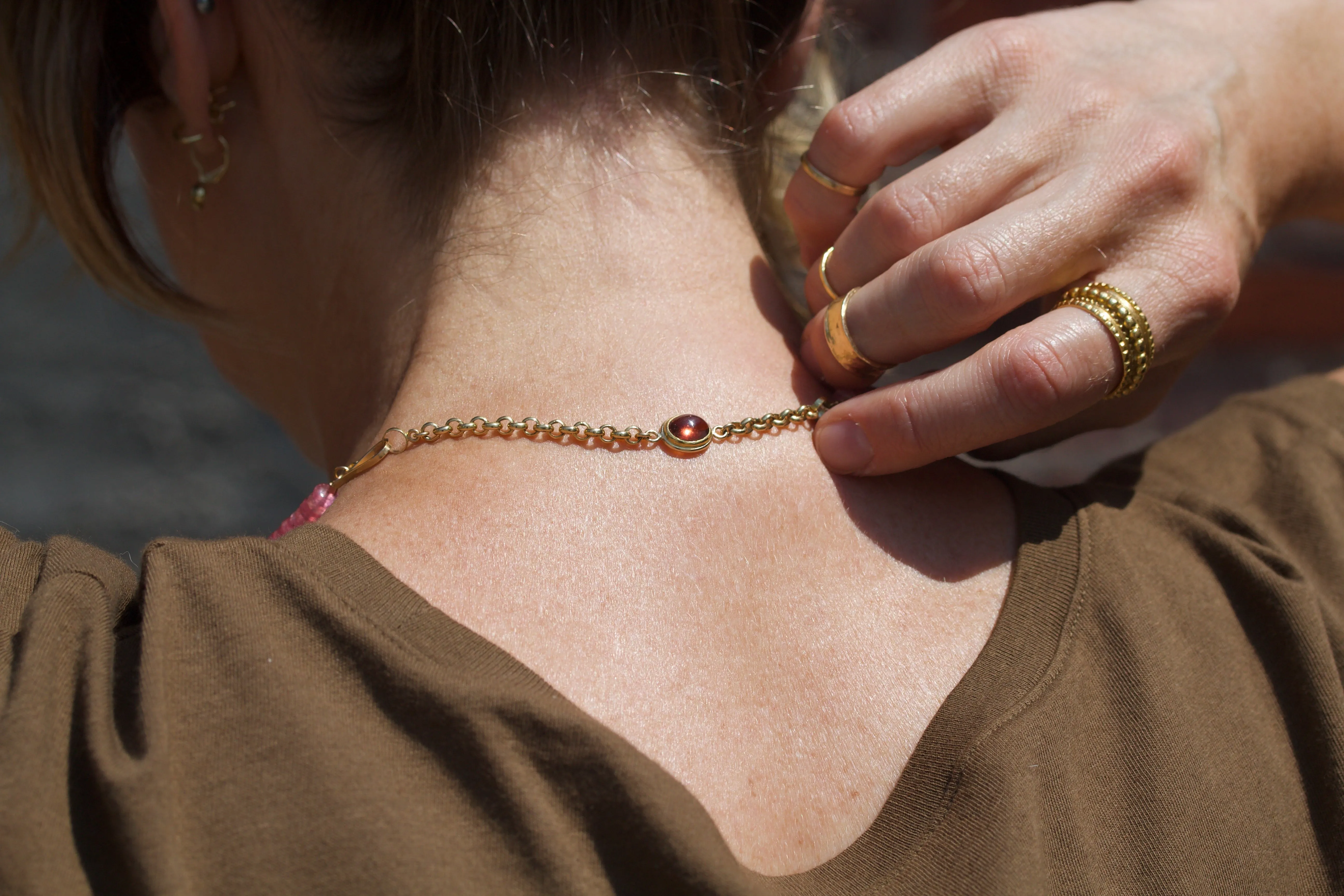 Pink Sapphire & Tourmaline Beaded Necklace