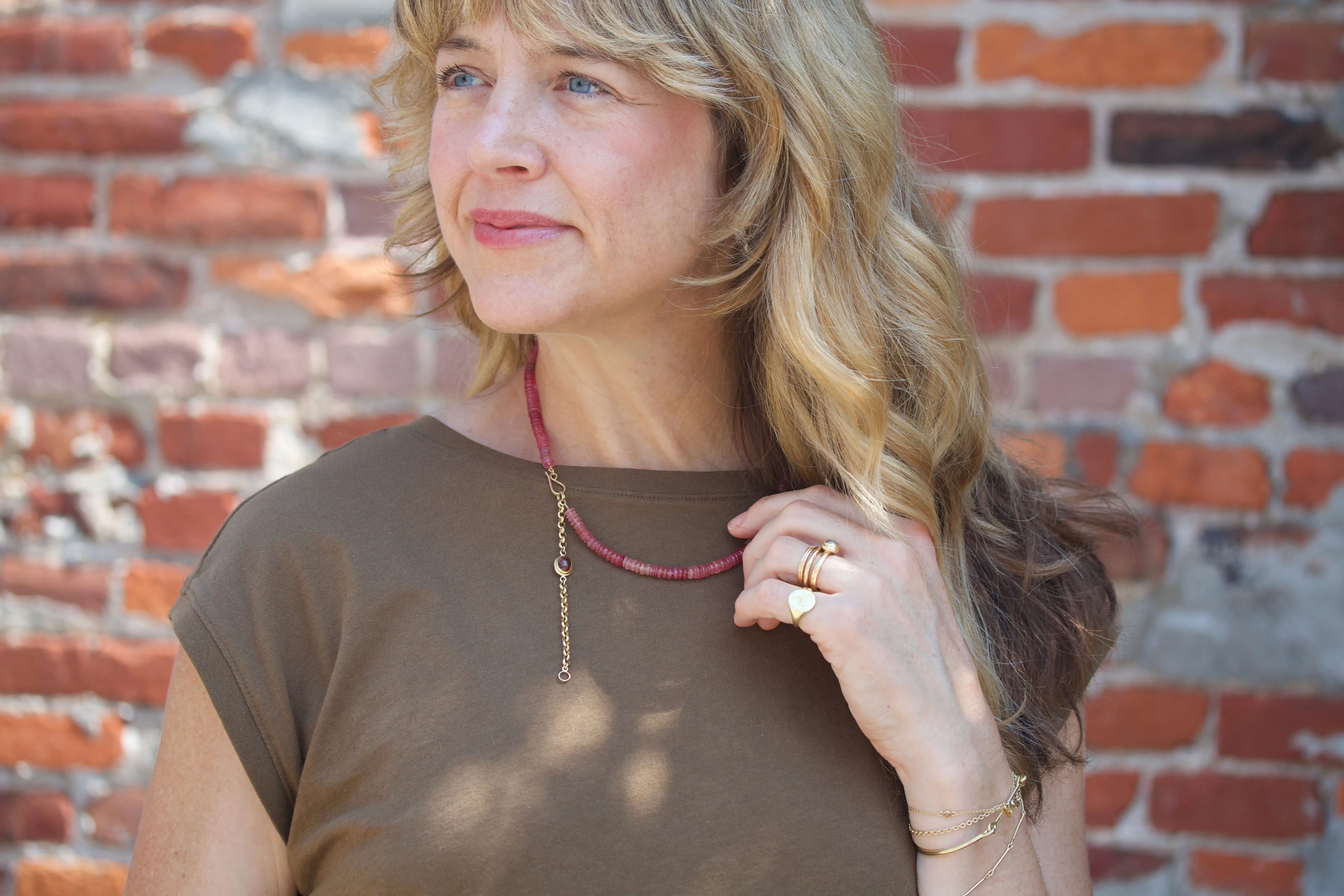Pink Sapphire & Tourmaline Beaded Necklace