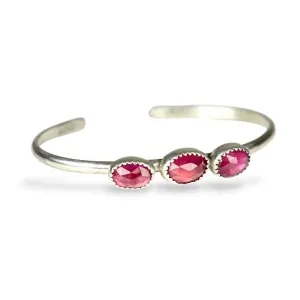PINK SAPPHIRE STERLING CUFF BRACELET