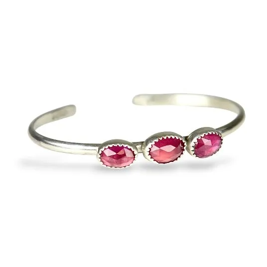 PINK SAPPHIRE STERLING CUFF BRACELET