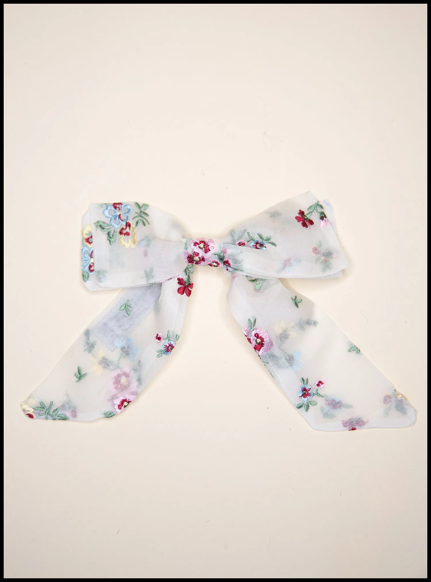 Primrose Embroidered Silk Hair Bow