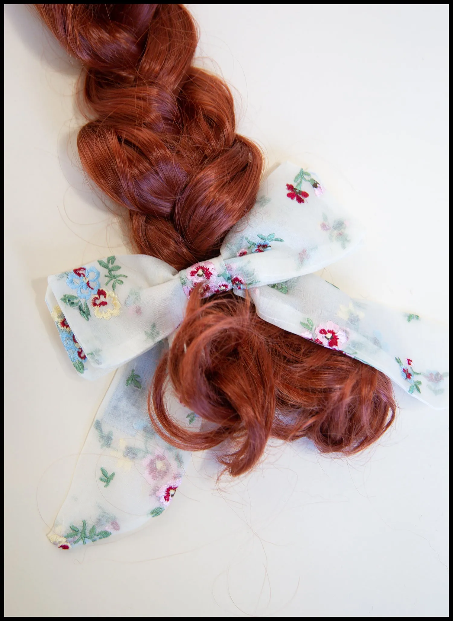Primrose Embroidered Silk Hair Bow