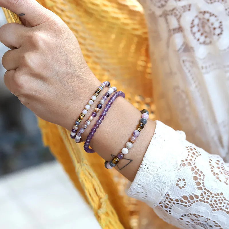 "Healer" Chevron Amethyst and Kunzite Delicate Bracelet