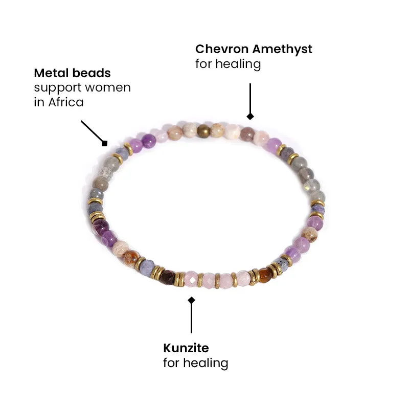 "Healer" Chevron Amethyst and Kunzite Delicate Bracelet
