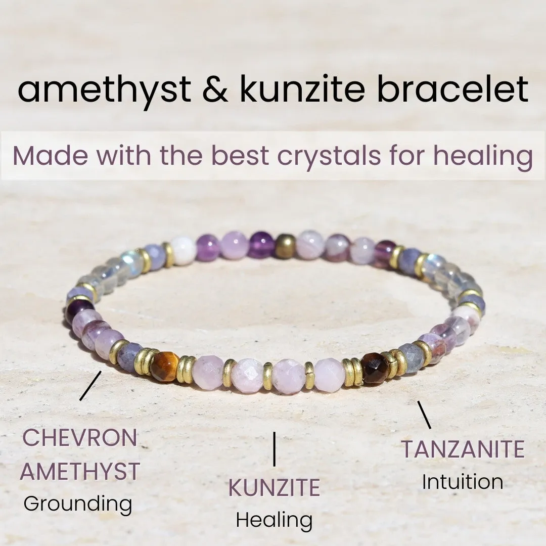 "Healer" Chevron Amethyst and Kunzite Delicate Bracelet