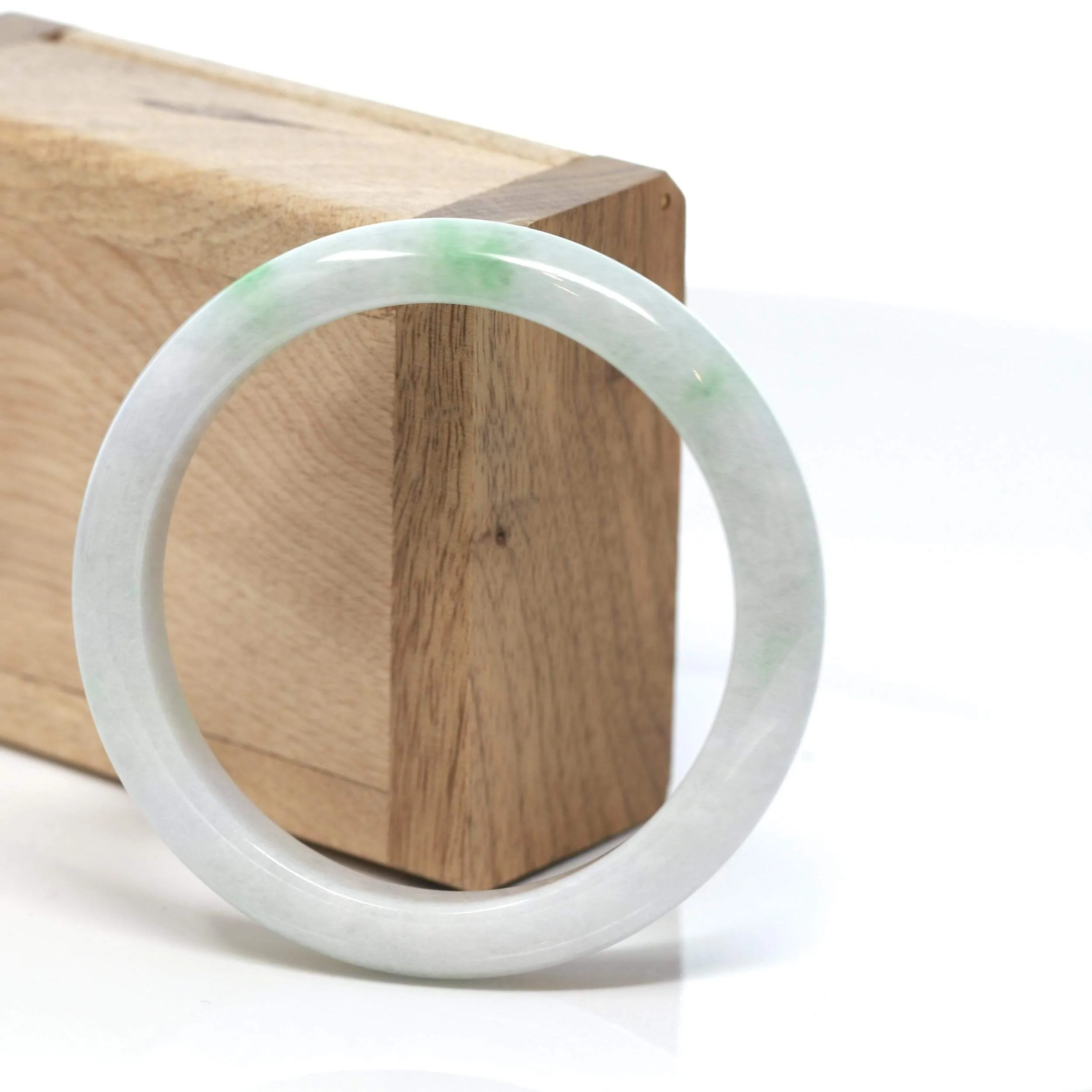 RealJade® "Classic Bangle" Genuine Burmese Green Jadeite Jade Bangle Bracelet (57.2 mm) #186