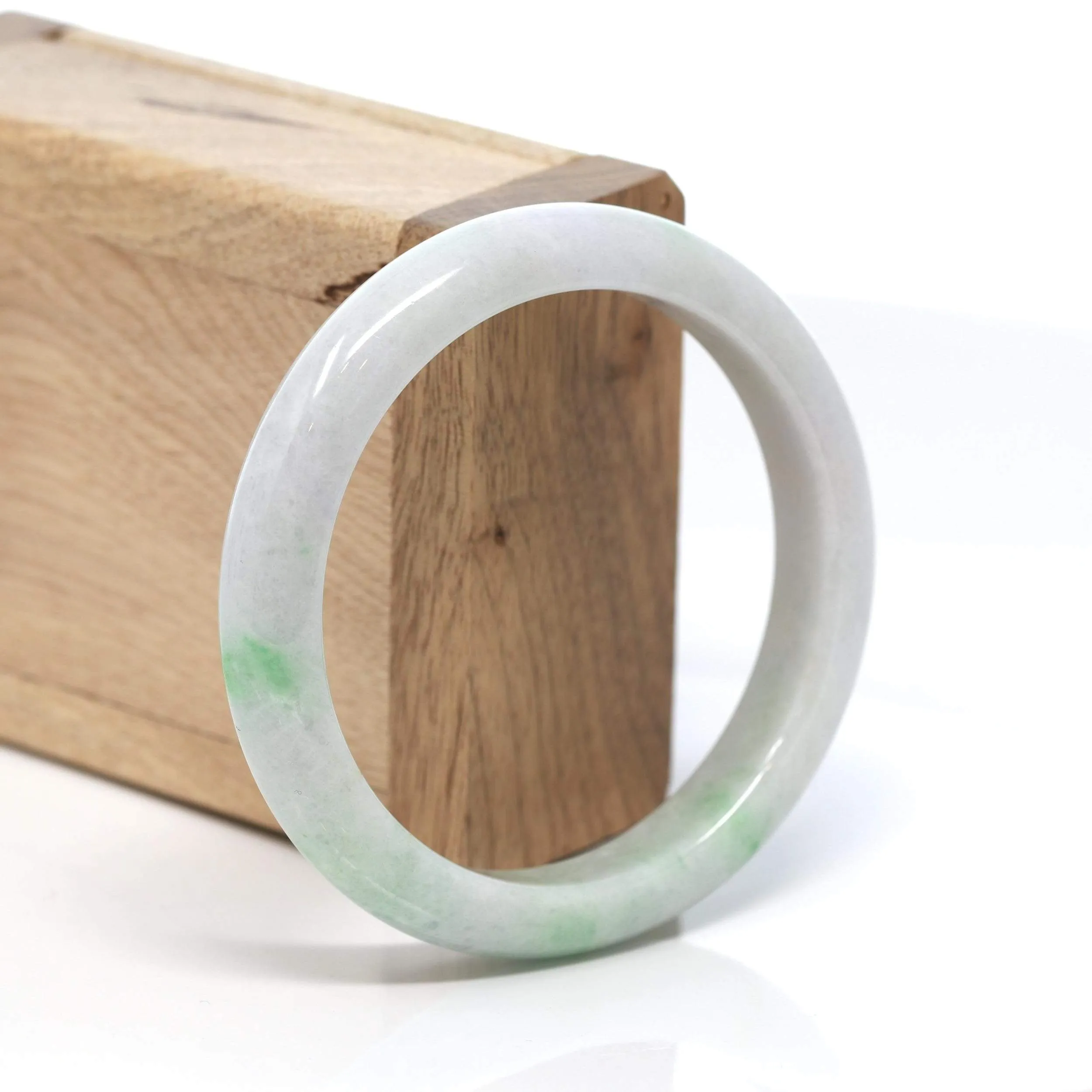 RealJade® "Classic Bangle" Genuine Burmese Green Jadeite Jade Bangle Bracelet (57.2 mm) #186