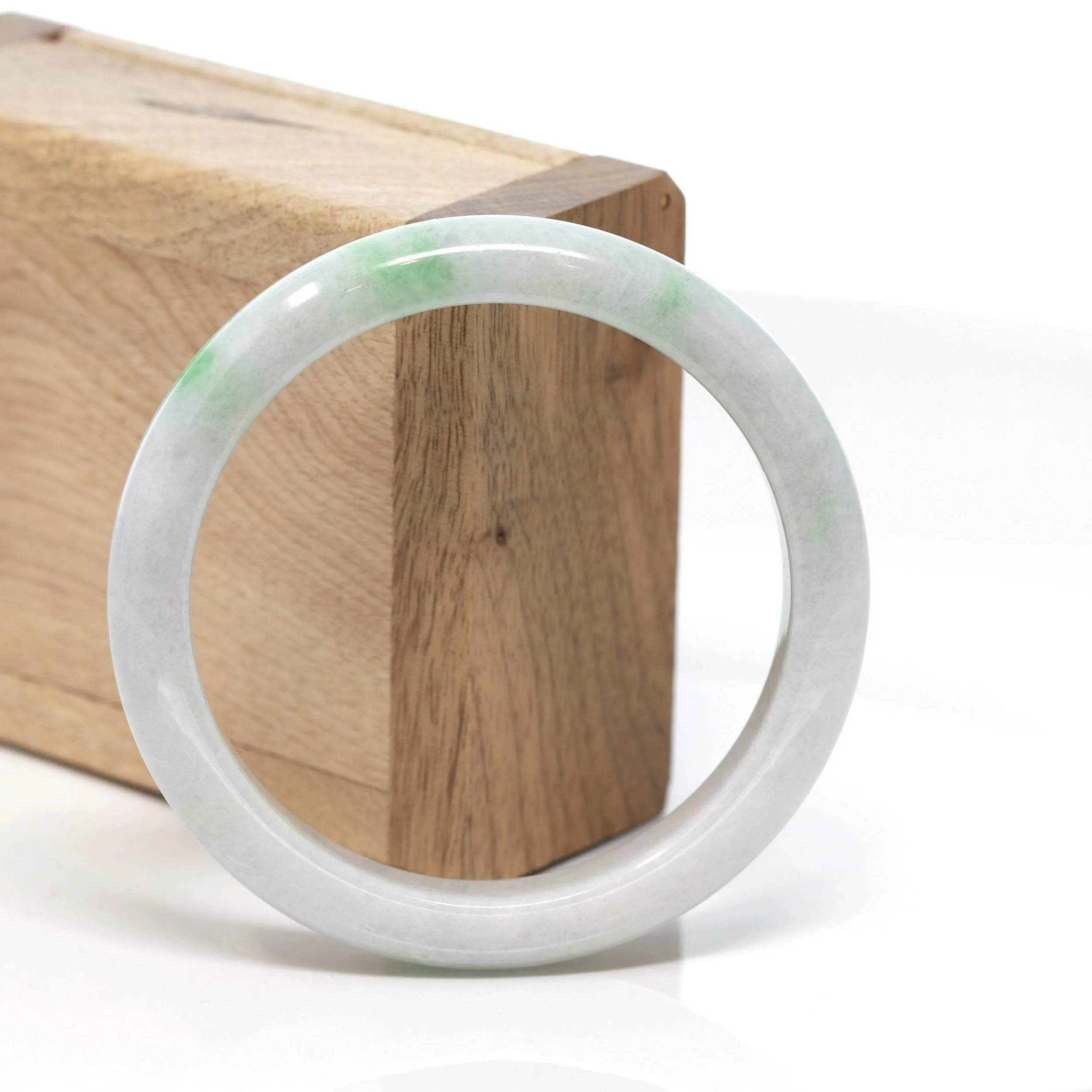 RealJade® "Classic Bangle" Genuine Burmese Green Jadeite Jade Bangle Bracelet (57.2 mm) #186