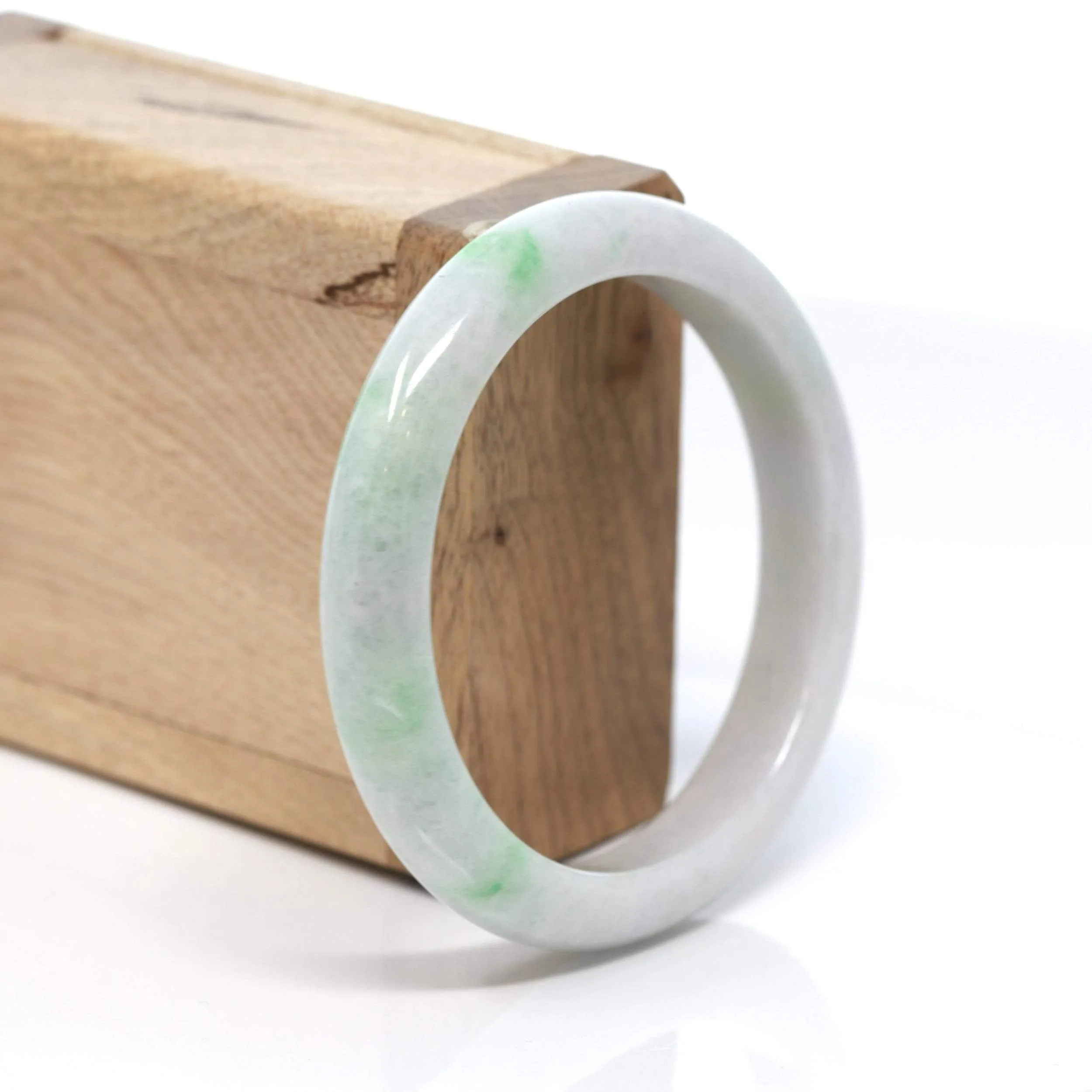 RealJade® "Classic Bangle" Genuine Burmese Green Jadeite Jade Bangle Bracelet (57.2 mm) #186