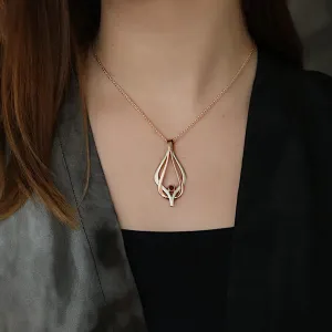 Reef Knot Garnet Dress Pendant in 9ct White & Rose Gold