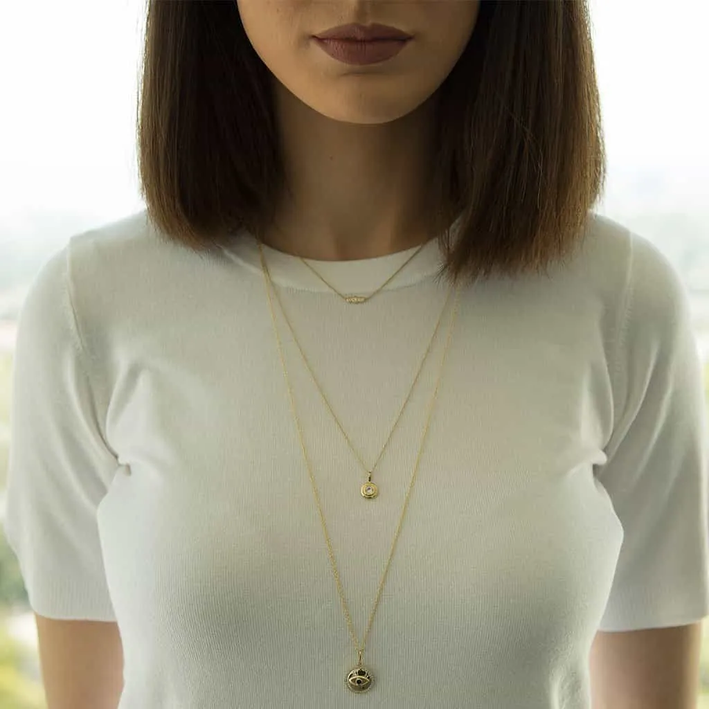 Round Diamond Evil Eye Necklace