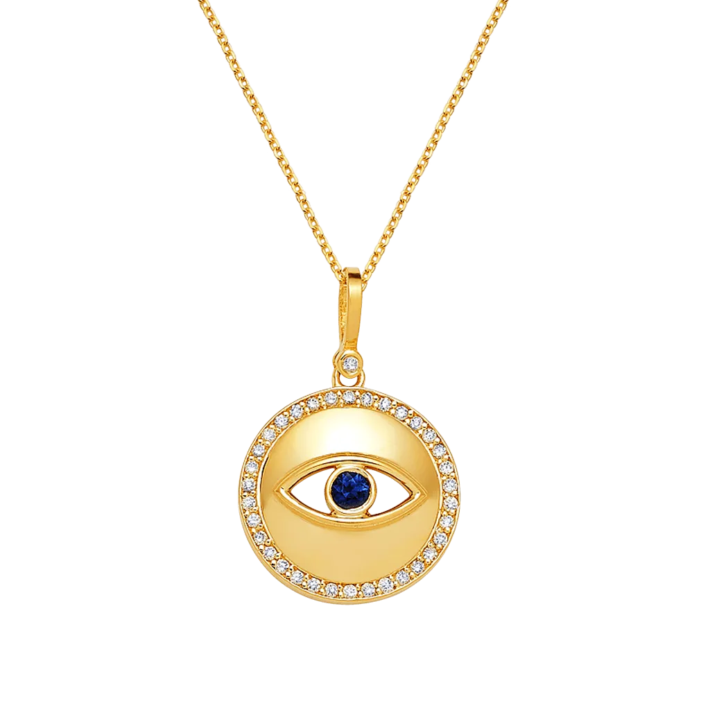 Round Diamond Evil Eye Necklace