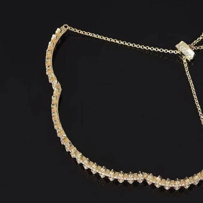 Round Diamond Golden Gear Adjustable Bracelet